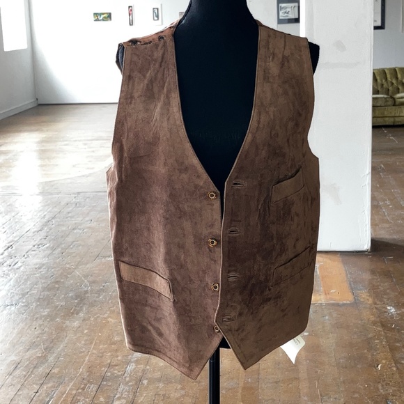 Vintage Jackets & Blazers - Suede and paisley brown and tan leather vest
